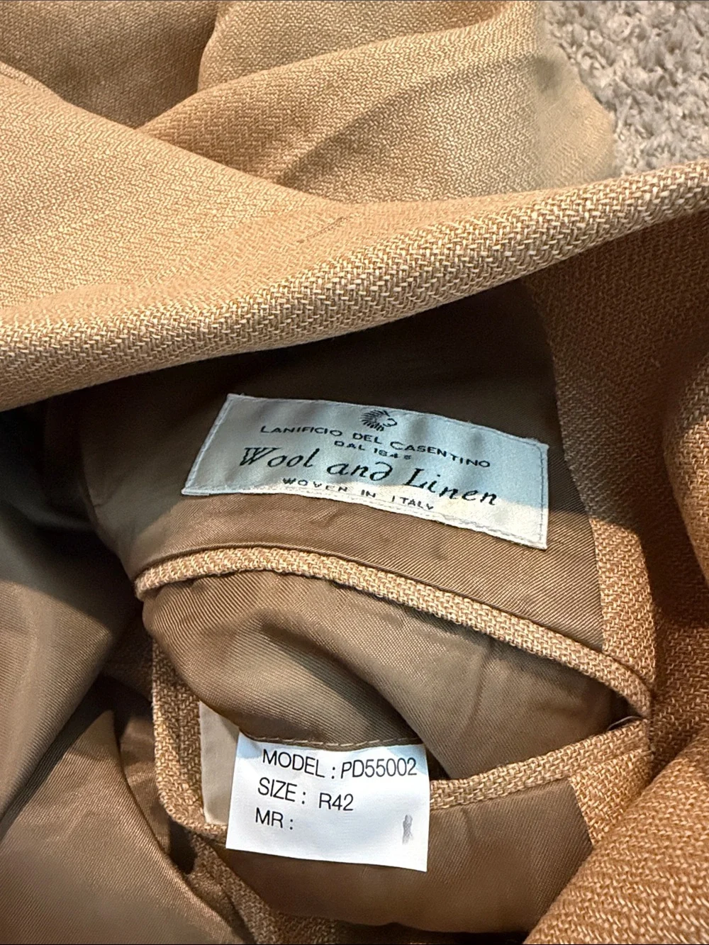 ALFANI vintage linen and wool blend suit coat
